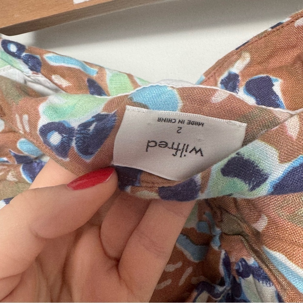 Wilfred linen blend Floral Strapless Top aritzia 2 - Picture 6 of 7